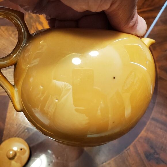 Butterscotch Peach Orange Lusterware Glazed Elite Japan Teapot - Picture 11 of 12